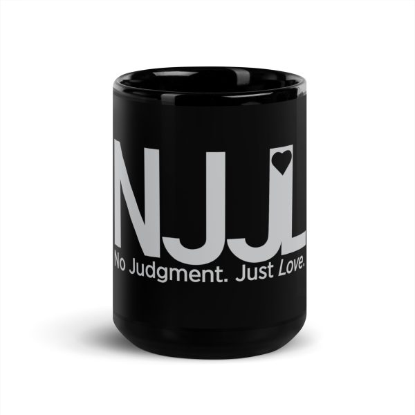 Black Glossy No Judgment. Just Love.® Mug - Image 3
