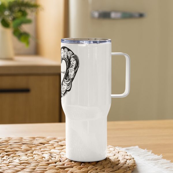 No Judgment. Just Love.®  Faces Travel mug with a handle - Image 3
