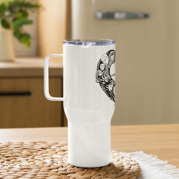 No Judgment. Just Love.®  Faces Travel mug with a handle - Image 2